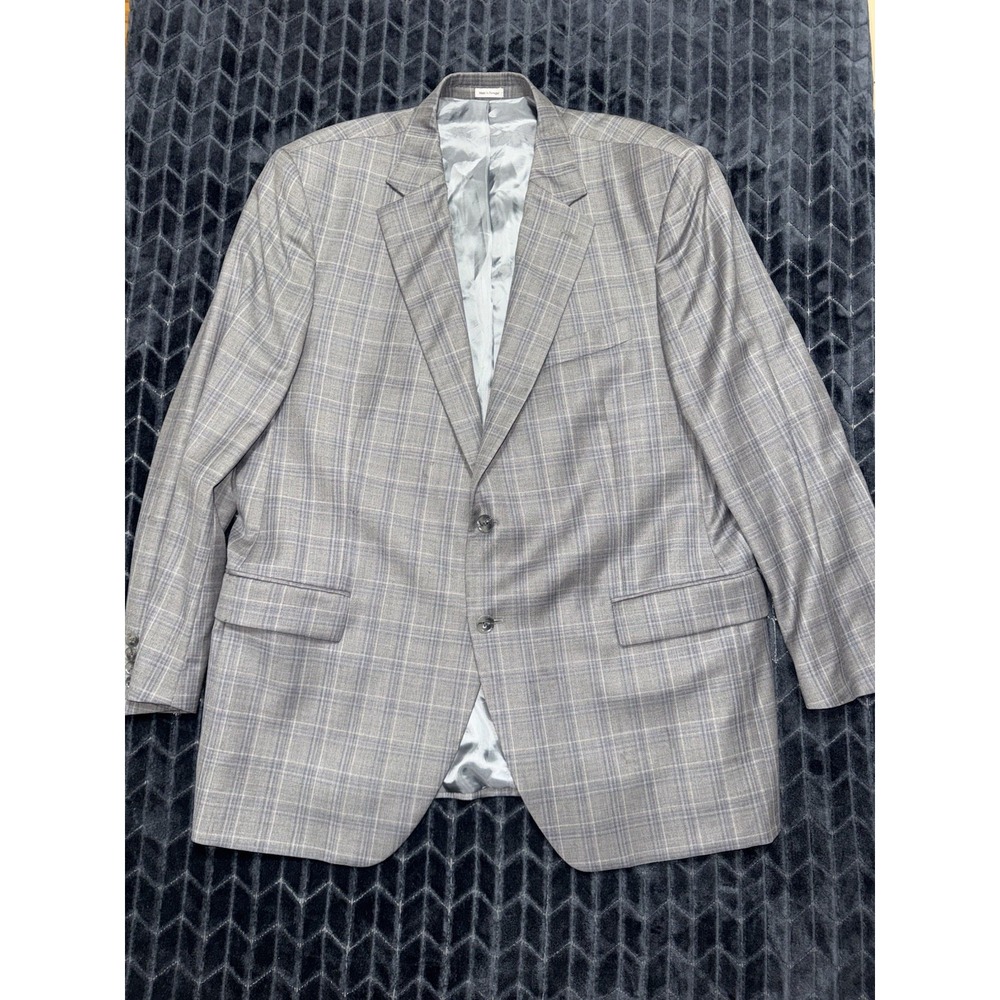 Peter Millar Mens Gray Wool Two Button Blazer Sport Coat Size 48 Tall
